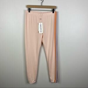 Wildfox Striped Love Life Jack Jogger Pant in Pink Grapefruit NWT Women's Small